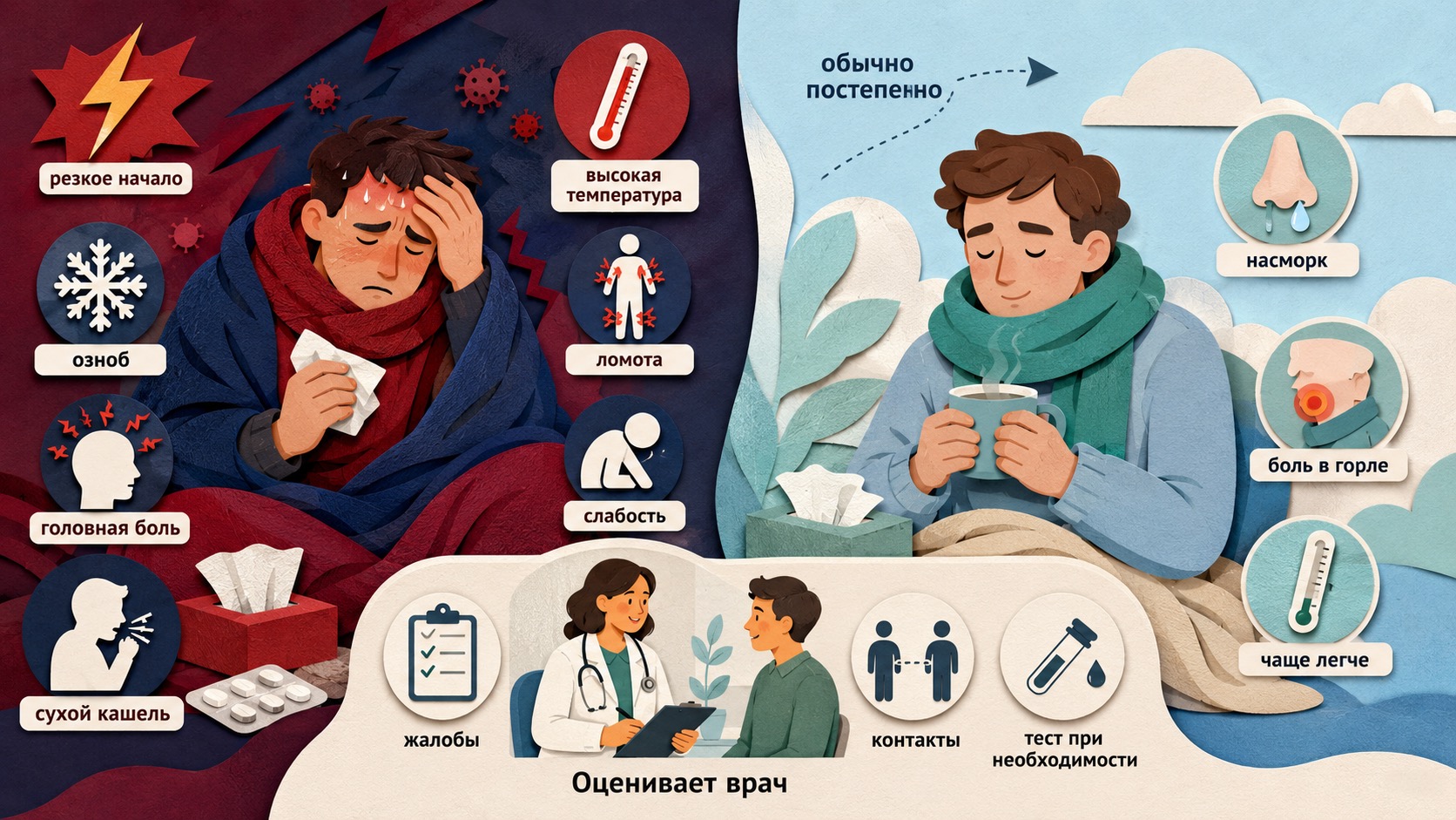 Признаки гриппа: как отличить от обычной простуды
